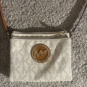 Michael Kors Cream Crossbody Bag with Gold Logo
